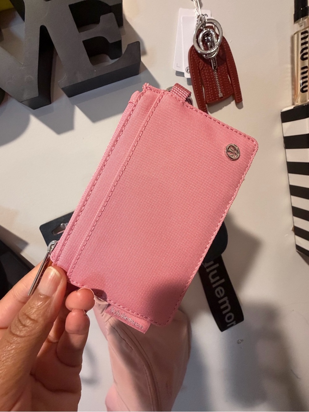 lululemon athletica Pink Zip Card Holder Wallet